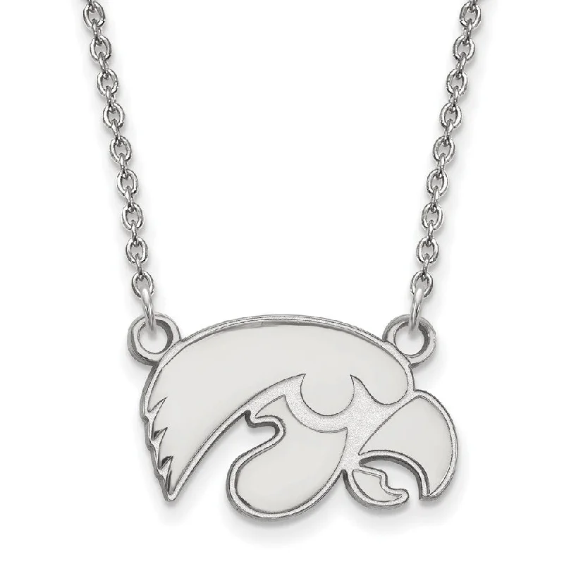 Sterling Silver U of Iowa Small Hawkeye Cutout Necklace