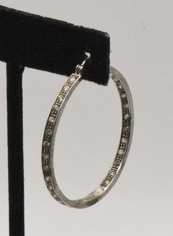 UNMATCHED Vintage Sterling Silver Rhinestone Hoop Earring