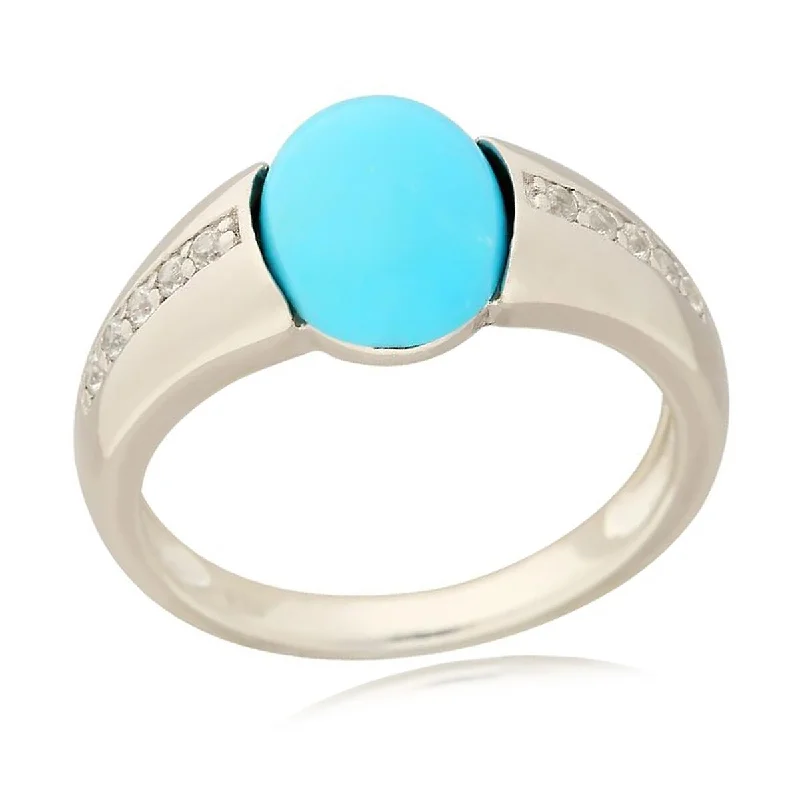 925 Sterling Silver Sleeping Beauty Turquoise Gemstone Solitaire Ring