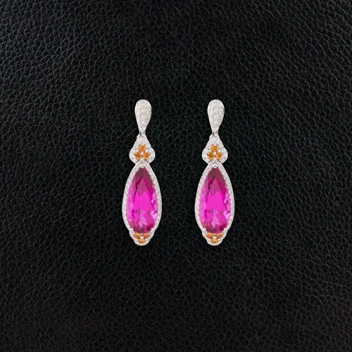 Rubellite & Orange Sapphire Earrings