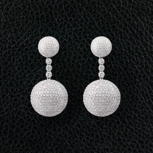 Diamond Ball Dangle Earrings