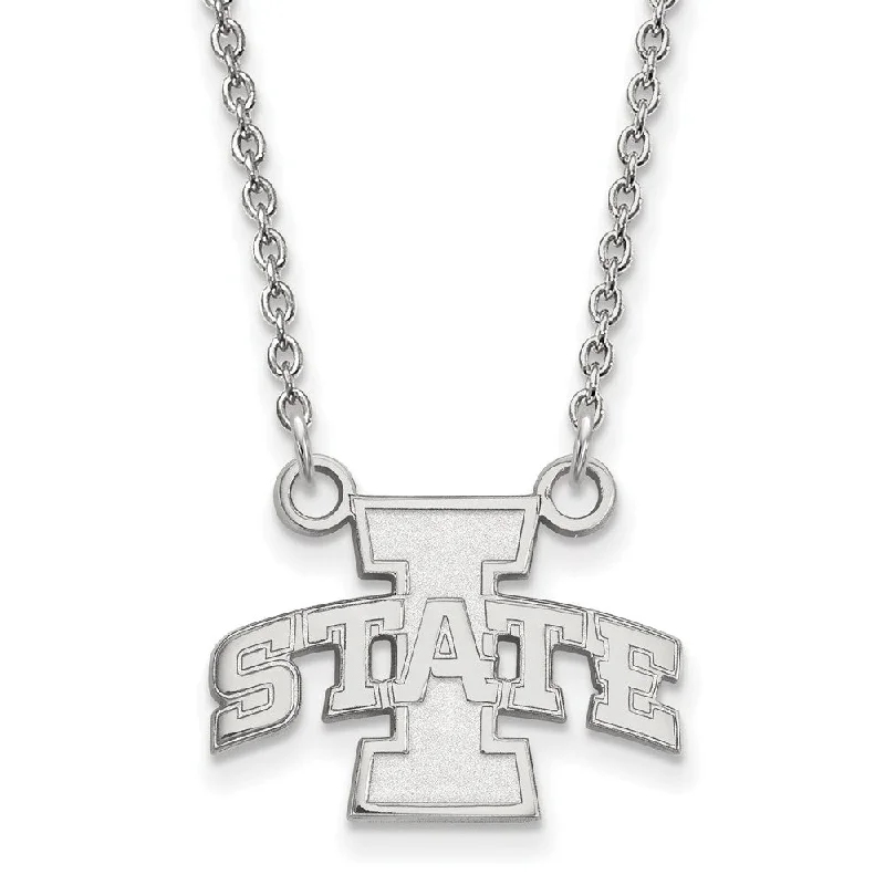 Sterling Silver Iowa State Small 'I State' Pendant Necklace