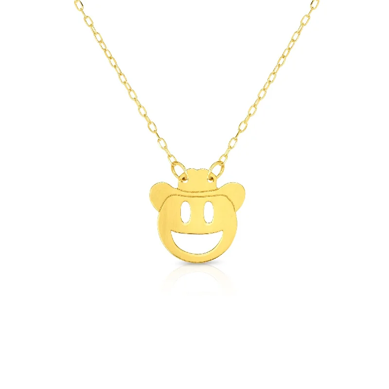 14K Gold Cowboy Emoji Charm Style Choker Necklace