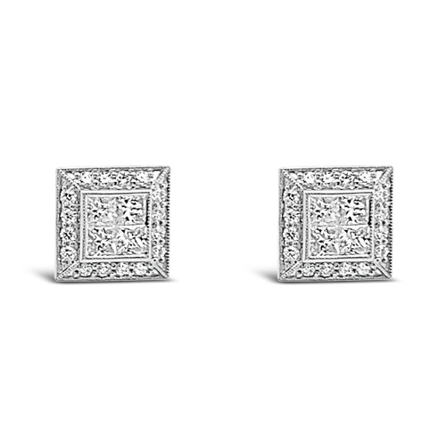 Multi-diamond Earrings in Square Setting