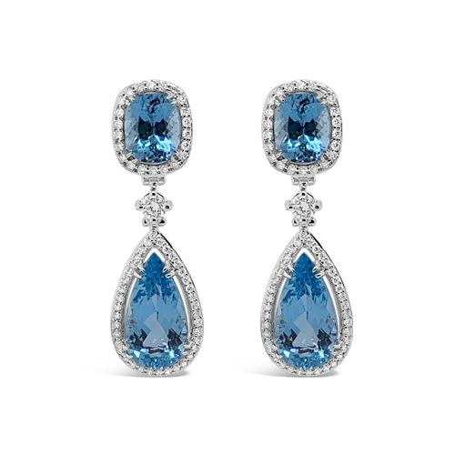 Aquamarine & Diamond Dangle Earrings