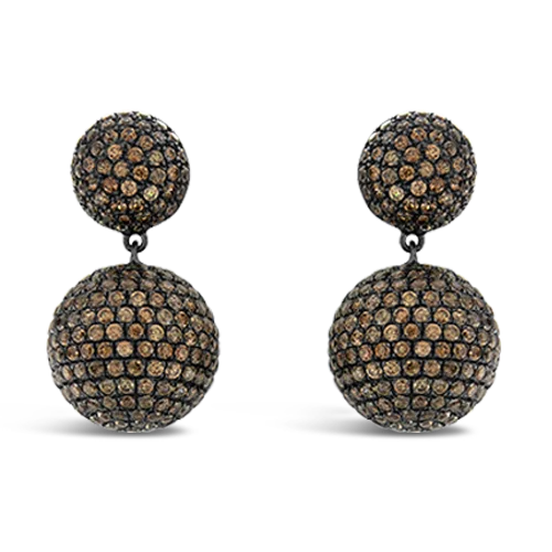 Brown Zircon Ball Earrings