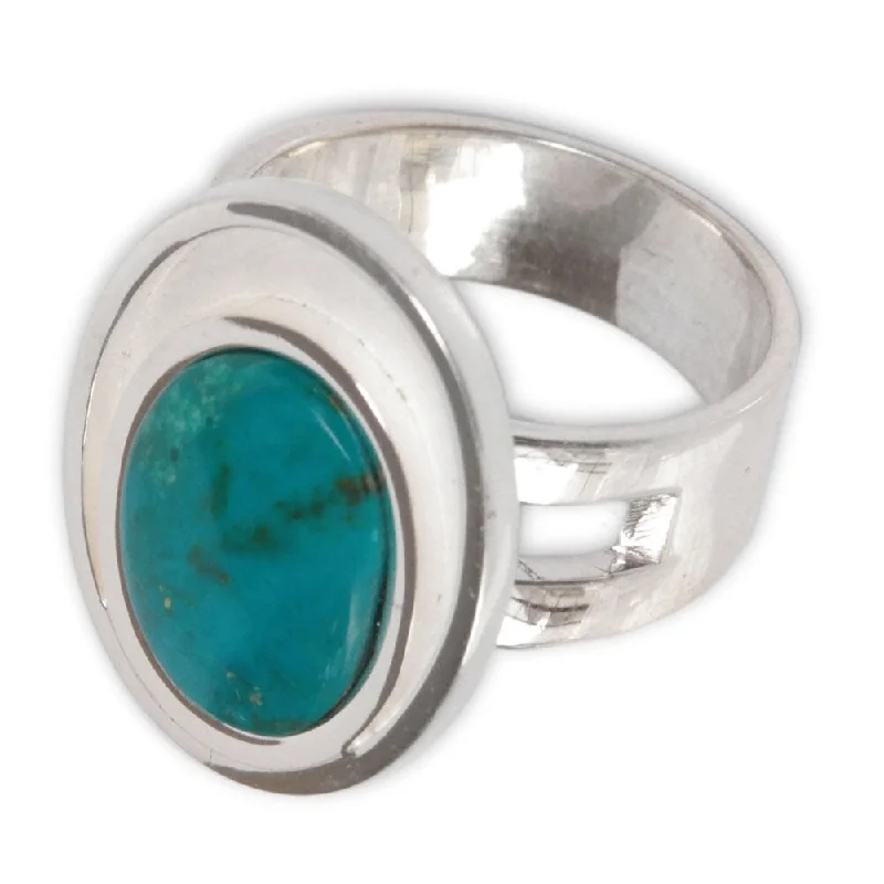 Handmade Sterling Silver 'Serenity' Chrysocolla Ring (Peru)