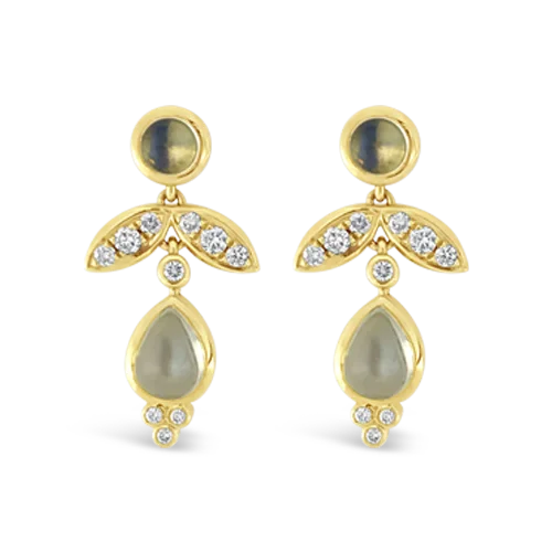 Moonstone & Diamond Temple St. Clair Estate Earrings