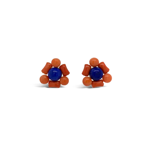 Lapis & Coral Estate Earrings