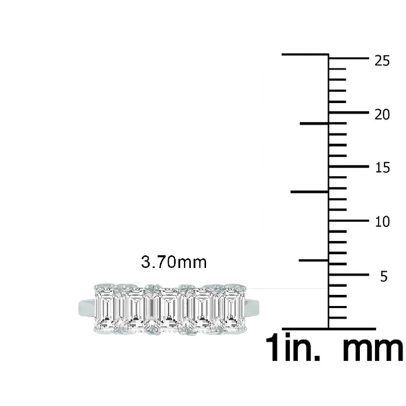 Marquee 3/4 Carat TW Emerald Cut Five Stone Lab Grown Diamond Wedding Anniversary Ring 14K White Gold