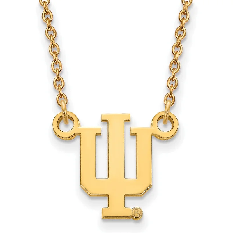 14k Gold Plated Silver Indiana U Small 'IU' Pendant Necklace