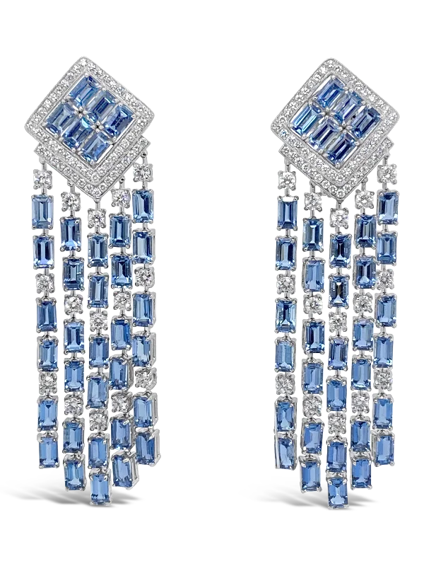 Aquamarine & Diamond Dangle Earrings