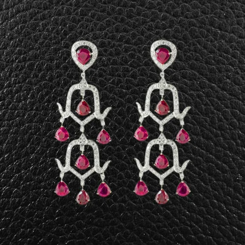 Ruby & Diamond Dangle Earrings