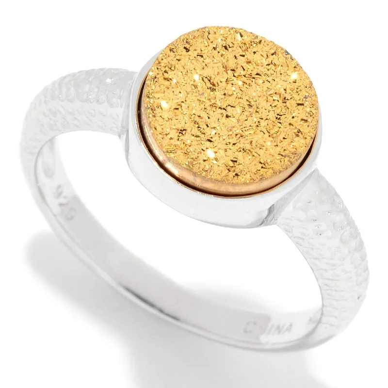 Sterling Silver Round Drusy Textured Ring