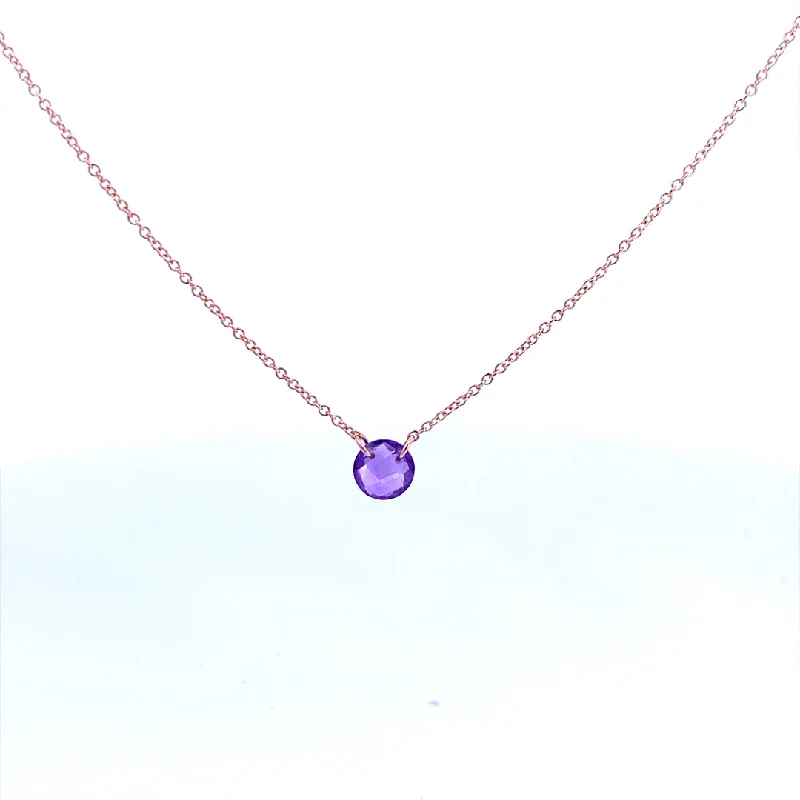 Gold Filled Round Amethyst Solitaire Necklace by Dee Berkley