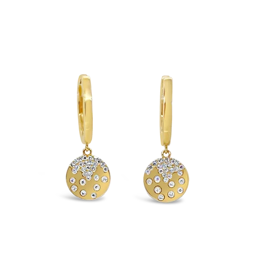 Scattered Diamond Dangle Disc Earrings