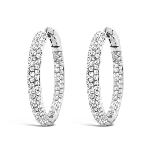 White Sapphire Hoop Earrings