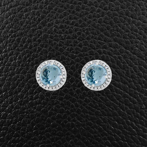 Blue Topaz & Diamond Earrings