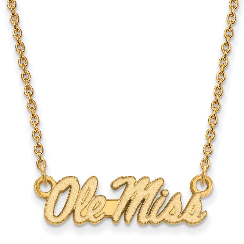 14k Yellow Gold U of Mississippi Sm Ole Miss Script Necklace