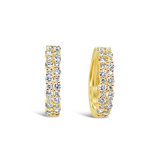 Double Row Diamond Hoop Earrings