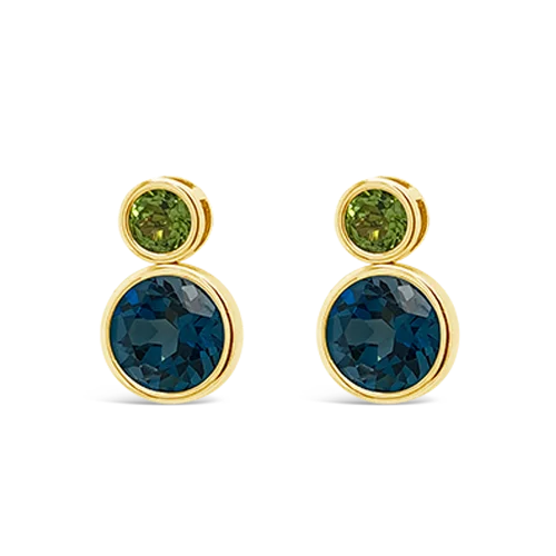 Blue Topaz & Peridot Earrings