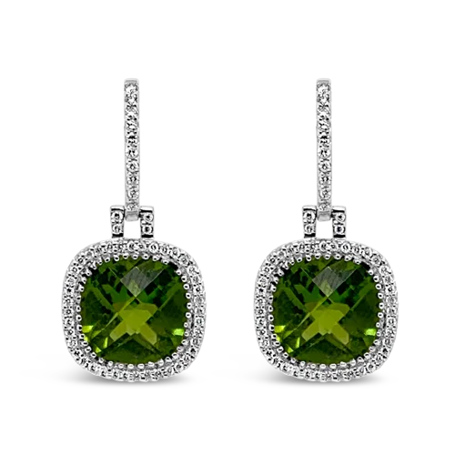 Peridot & Diamond Dangle Earrings