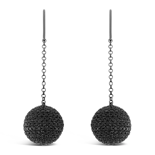 Black Spinel Ball Earrings