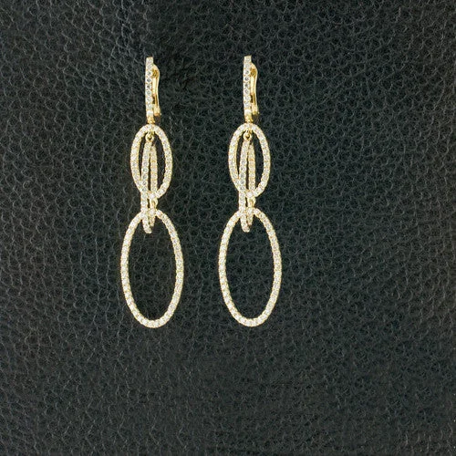 Diamond Dangle Ovals Earrings