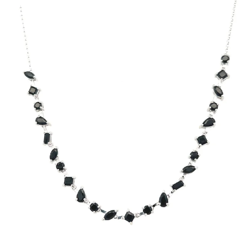 Sterling Silver Multi Shape Black Spinel Necklace by Samuel B.