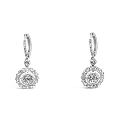 Round Diamond Dangle Earrings