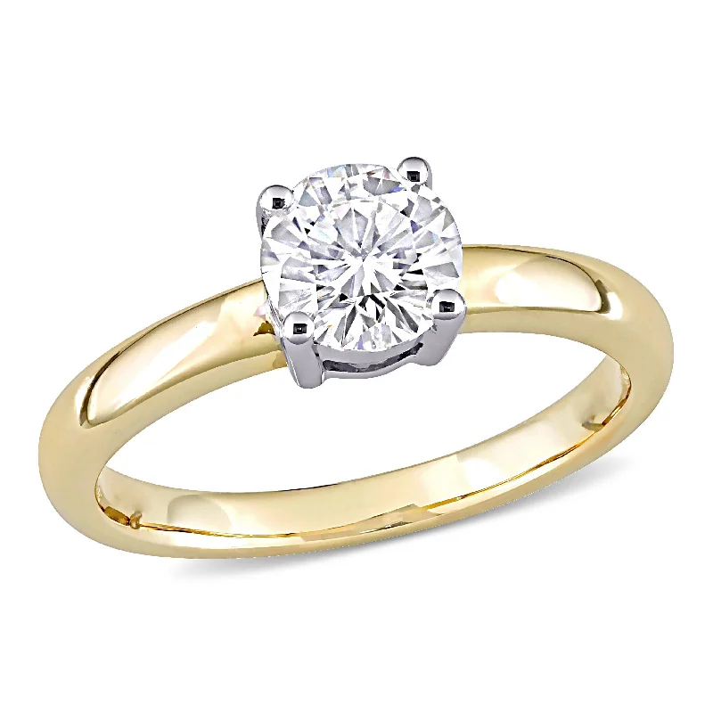 Miadora 3/4ct DEW Created Moissanite Solitaire Ring in 14k White and Yellow Gold