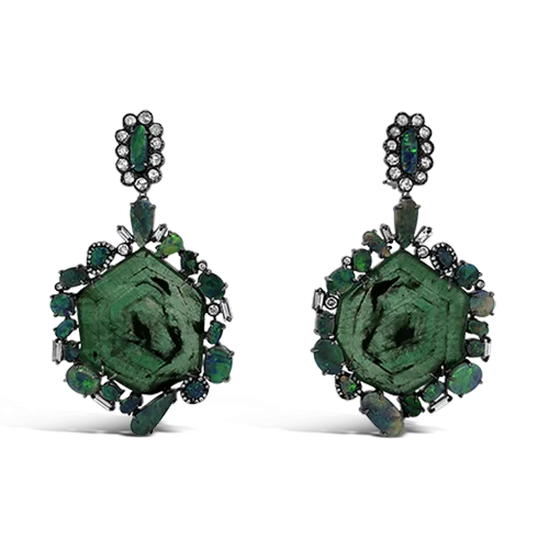 Emerald Slice Dangle Earrings