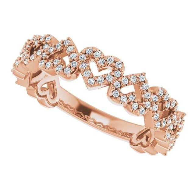 JDTK-SP124362- 14K Rose 1/3 CTW Diamond Stackable Heart Ring