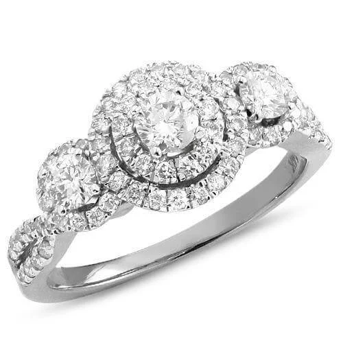 14KW 1.00CTW DIAMOND 3-STONE RING