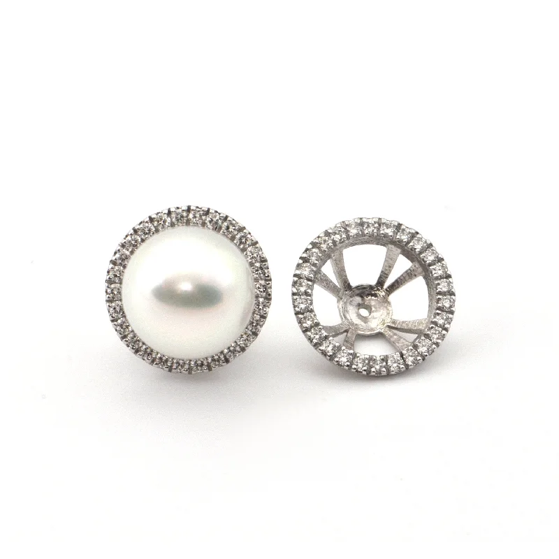 0.65CT Diamond 18K White Gold  Pearl Earring Enhancers