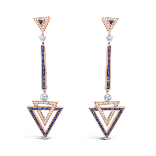 Sapphire & Diamond Dangle Earrings in Rose Gold