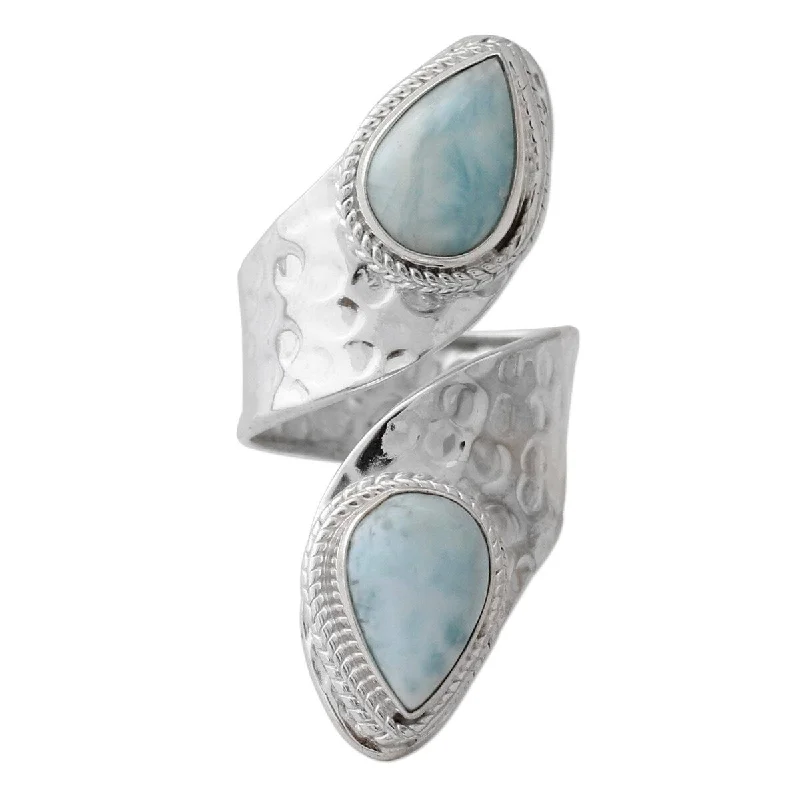 NOVICA Dreamy Duo, Larimar wrap ring