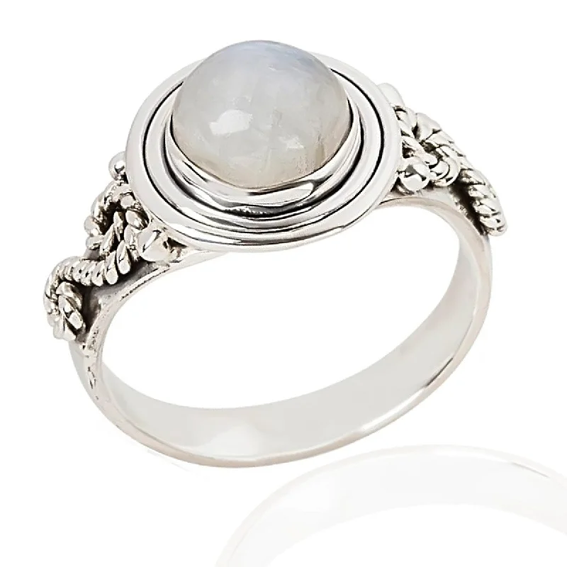 925 Sterling Silver Rainbow Moonstone Classic Ring