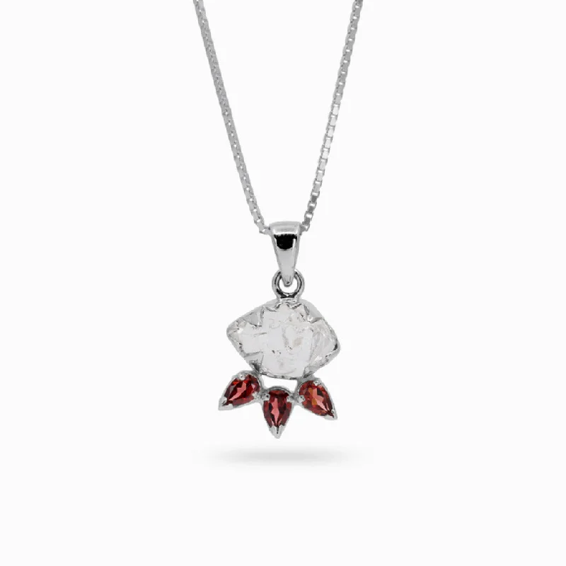 Herkimer Diamond and Garnet Necklace