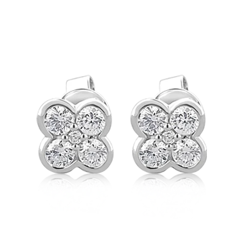 Diamond Clover Shaped Earrings