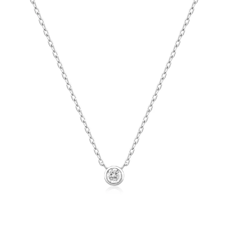 Sterling Silver Cubic Zirconia Solitaire Necklace by Ania Haie