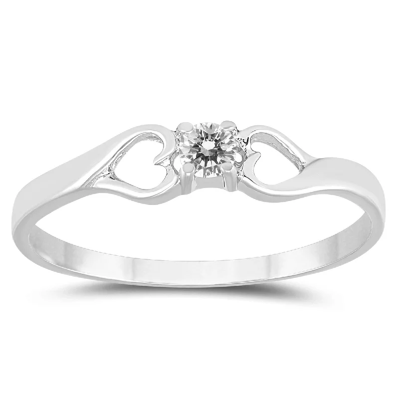 Marquee 1/10 Carat TW Diamond Heart Promise Ring in 10K White Gold