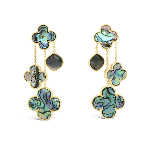 Clover Style Abalone Dangle Earrings