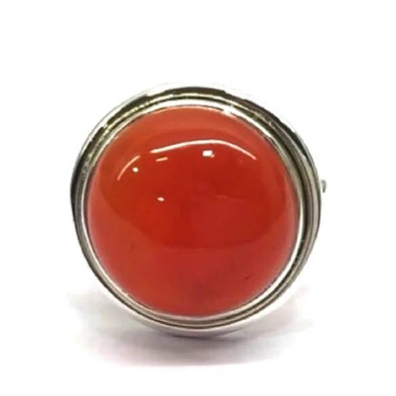 925 Sterling Silver Carnelian Solitaire Ring