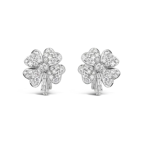 Diamond Four Leaf Clover Earrings