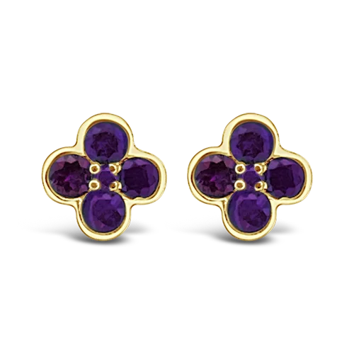 Amethyst Clover Design Earrings