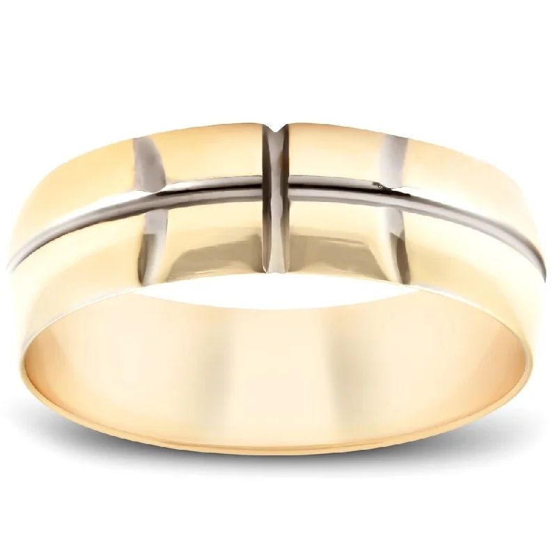 Mens 10k Yellow Gold 6mm Basketball Ring Wedding Anniversary Band