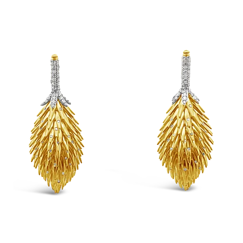 Gold & Diamond Pinecone Estate Earrings