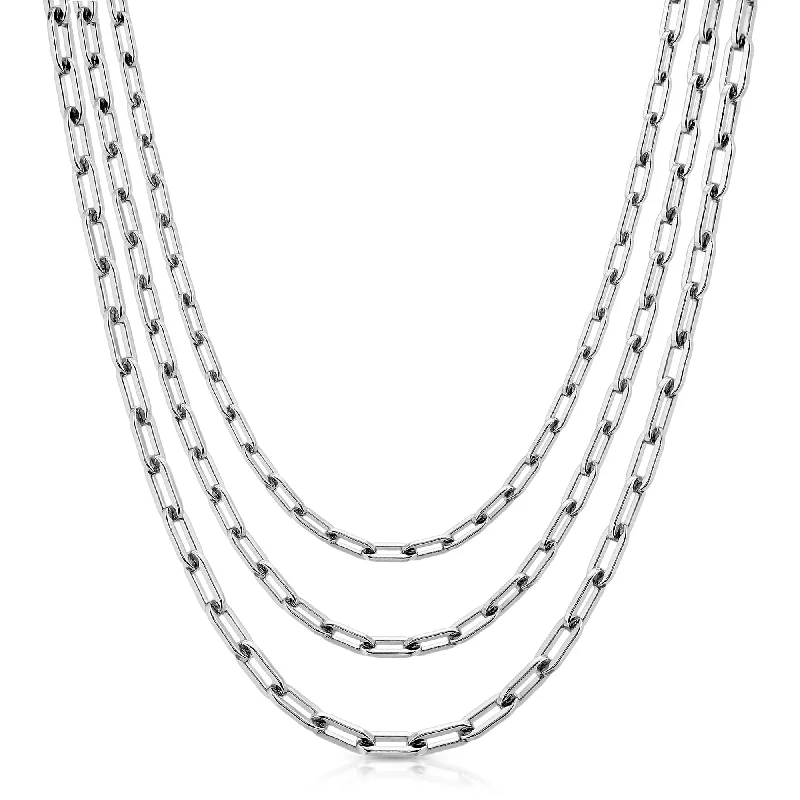 Silver Triple Medium Link Chain Necklace