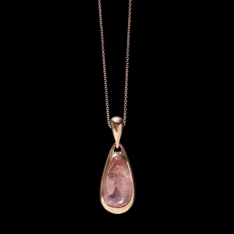 Rose Quartz Large Teardrop Pendant Necklace